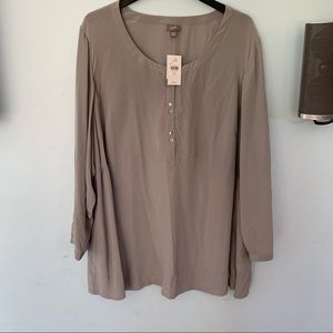 NWT J jill pearl grey 100% silk blouse